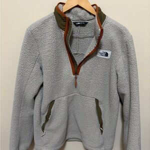 NorthFace Gray and Olive Fleece Jacket